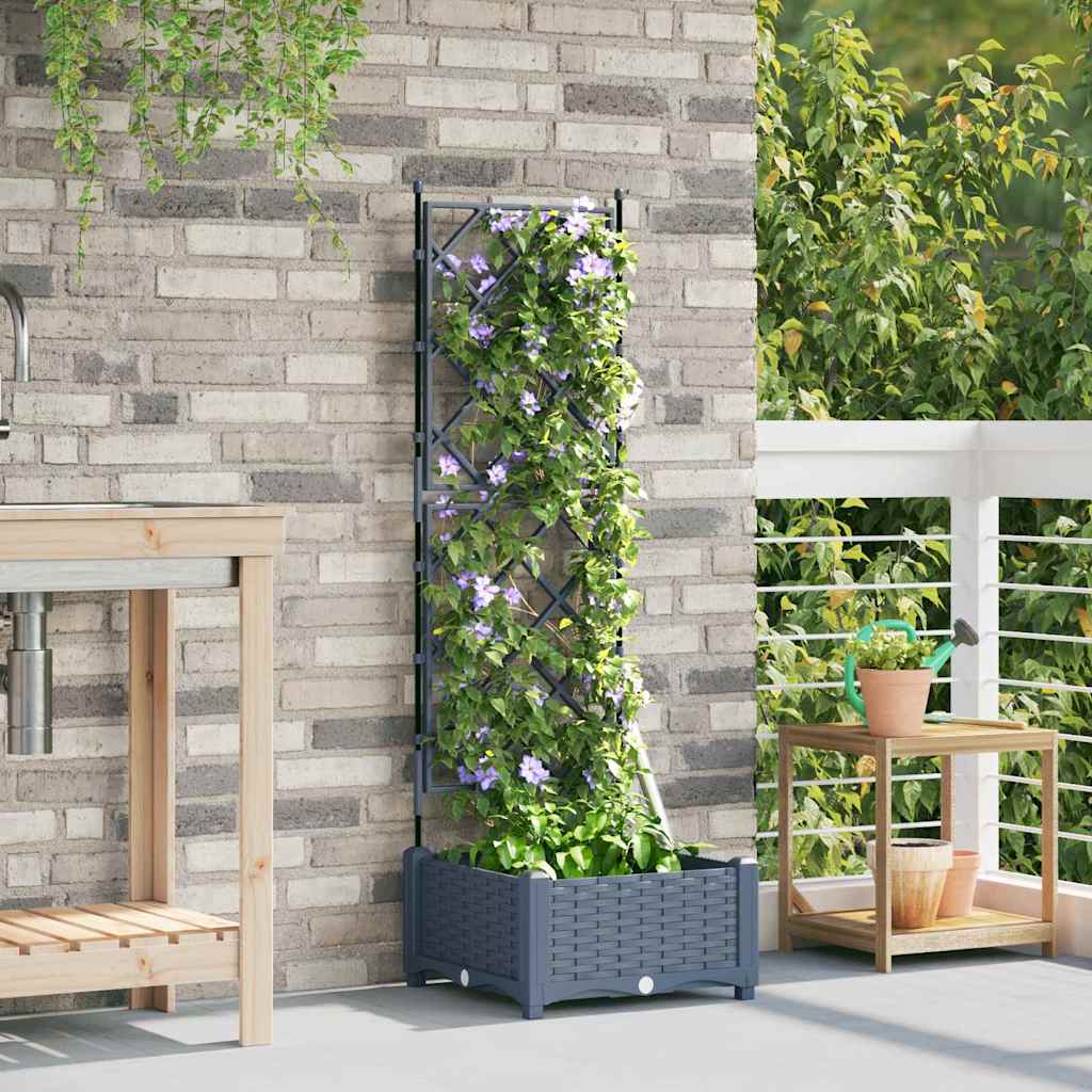 Jardineira com Treliça Cinzento-claro 40 x 40 x 125.5 cm PP