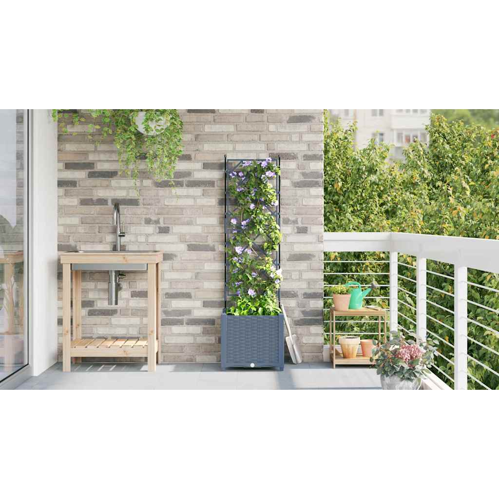 Jardineira com Treliça Cinzento-claro 40 x 40 x 143 cm PP