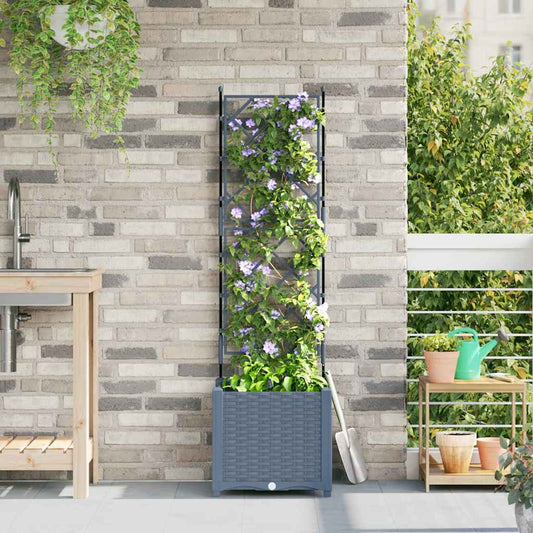 Jardineira com Treliça Cinzento-claro 40 x 40 x 143 cm PP