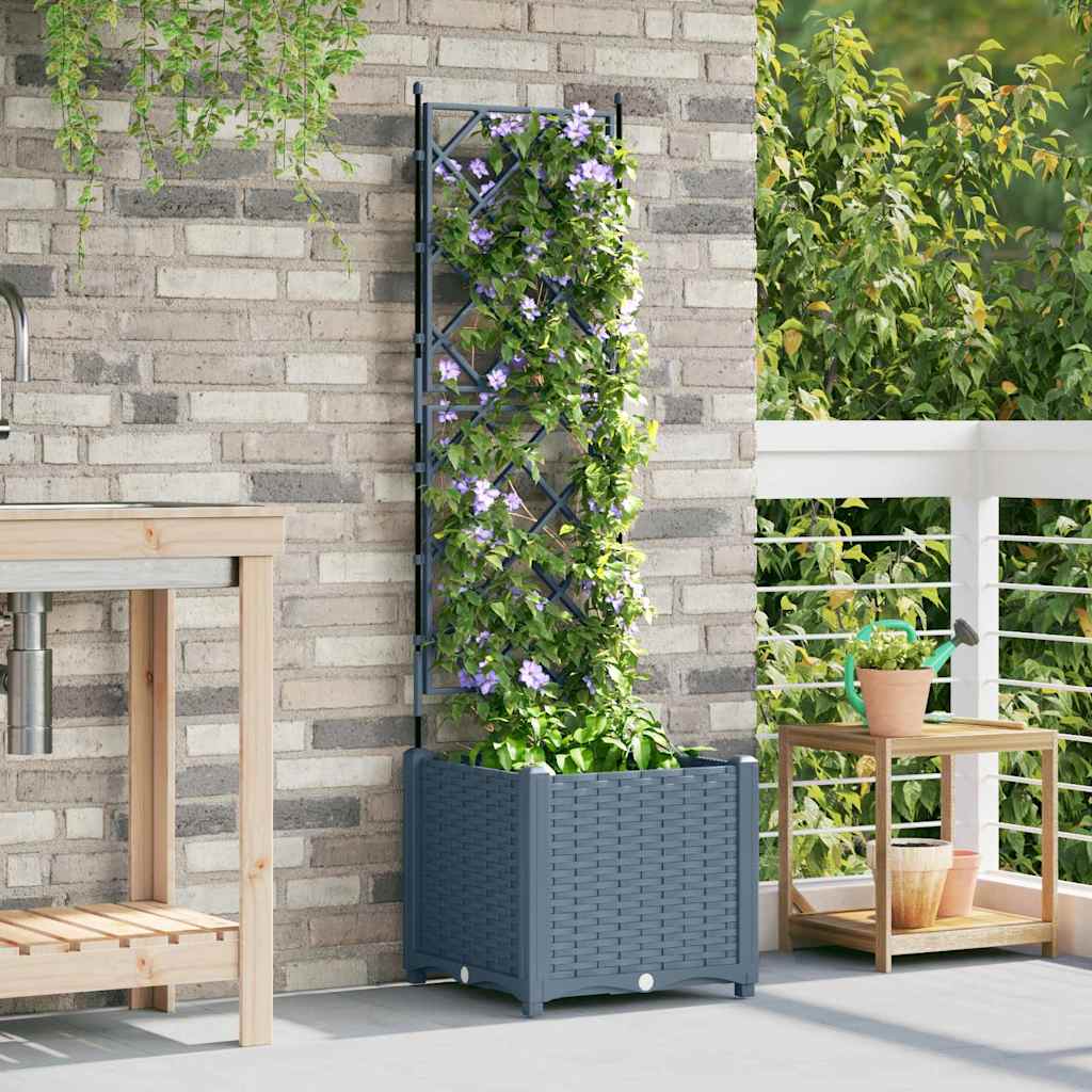 Jardineira com Treliça Cinzento-claro 40 x 40 x 143 cm PP