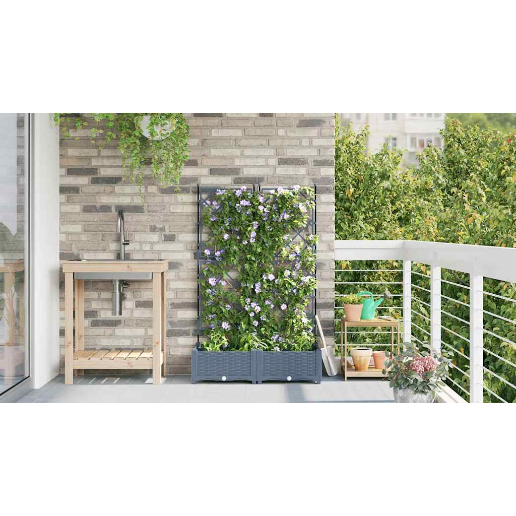 Jardineira com Treliça 2 pcs Cinzento-claro 80 x 40 x 125.5 cm