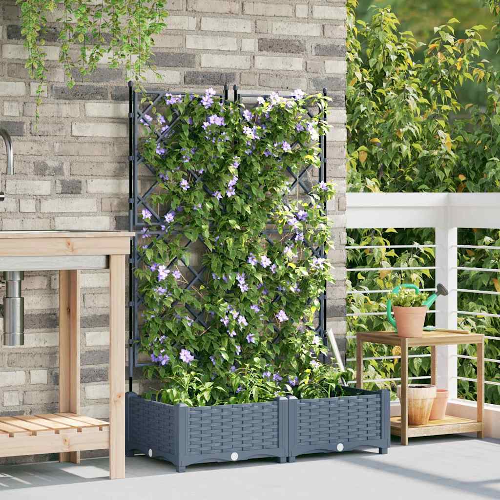 Jardineira com Treliça 2 pcs Cinzento-claro 80 x 40 x 125.5 cm