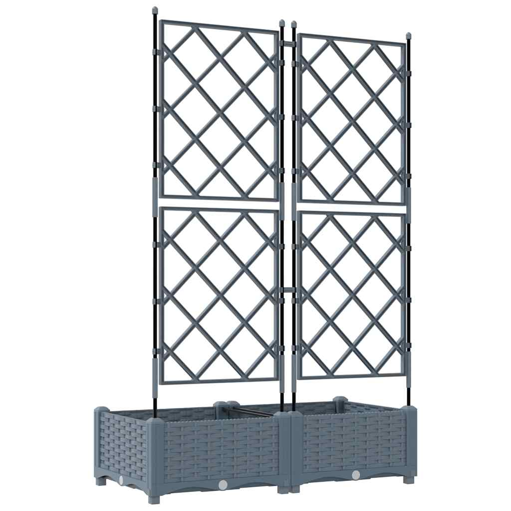 Jardineira com Treliça 2 pcs Cinzento-claro 80 x 40 x 125.5 cm