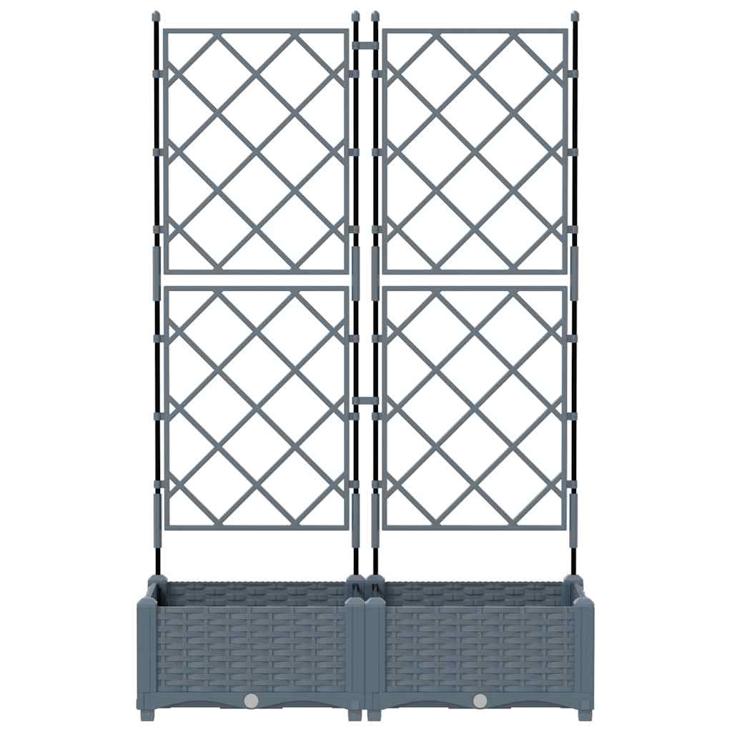 Jardineira com Treliça 2 pcs Cinzento-claro 80 x 40 x 125.5 cm