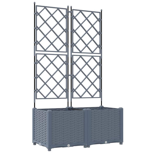 Jardineira com Treliça 2 pcs Cinzento-claro 80 x 40 x 143 cm PP