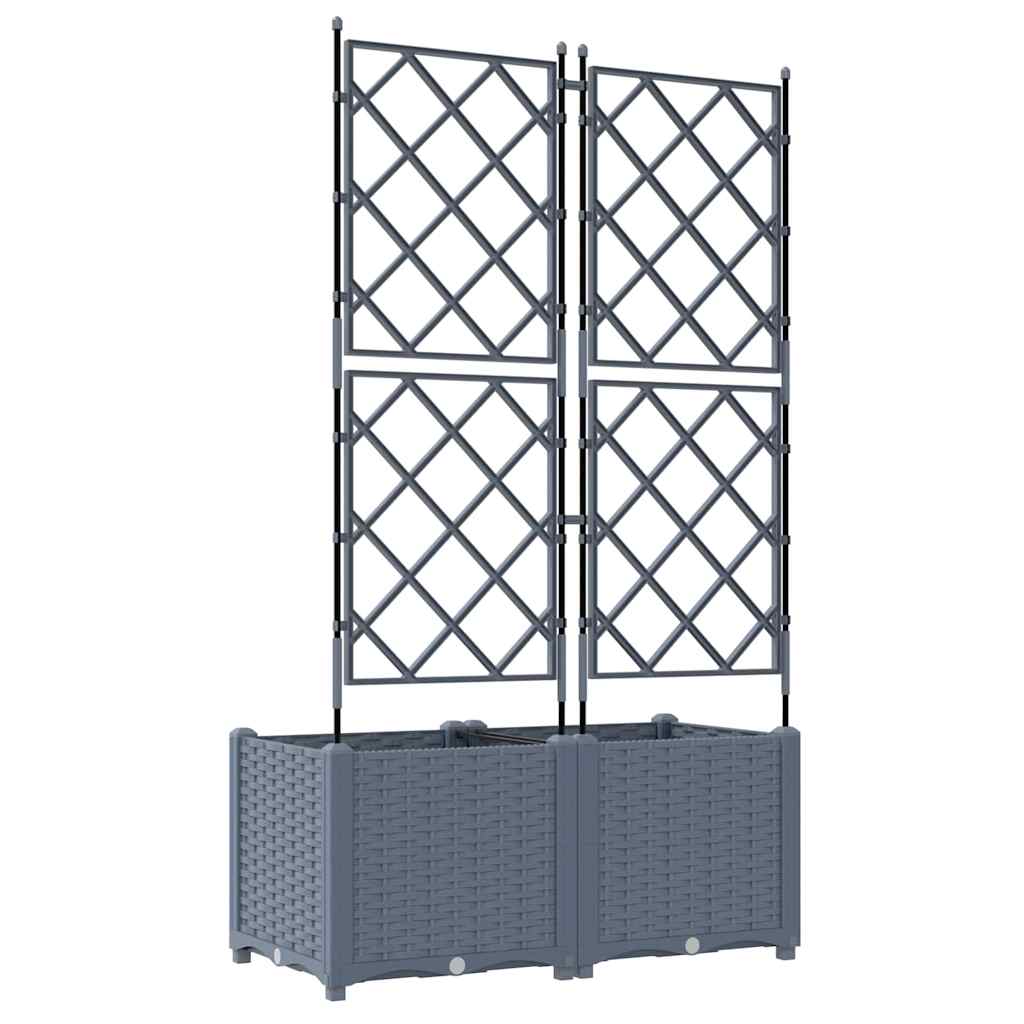 Jardineira com Treliça 2 pcs Cinzento-claro 80 x 40 x 143 cm PP