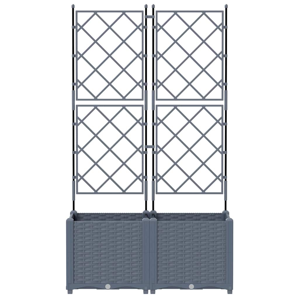 Jardineira com Treliça 2 pcs Cinzento-claro 80 x 40 x 143 cm PP
