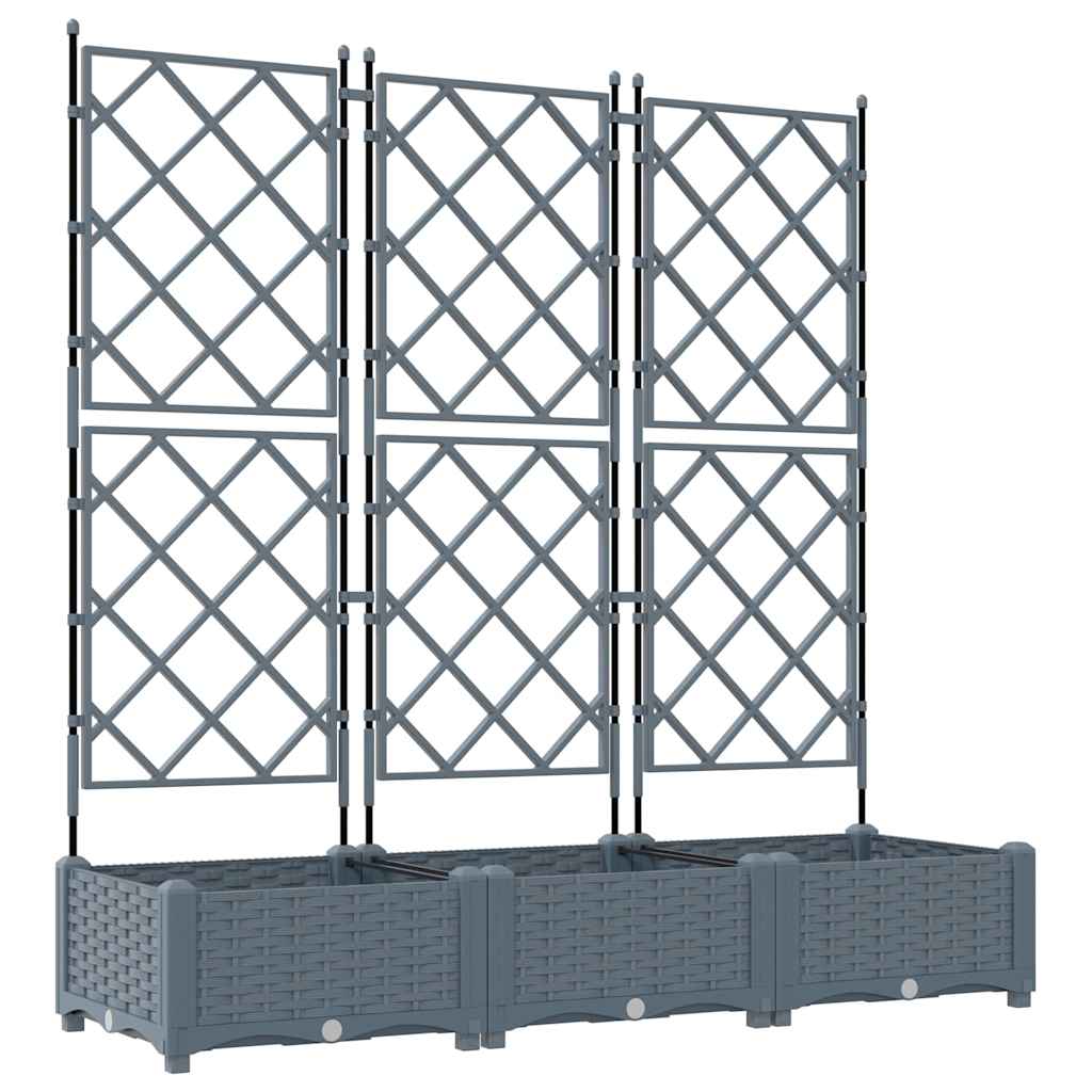 Jardineira com Treliça 3 pcs Cinzento-claro 120 x 40 x 125.5 cm