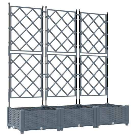 Jardineira com Treliça 3 pcs Cinzento-claro 120 x 40 x 125.5 cm