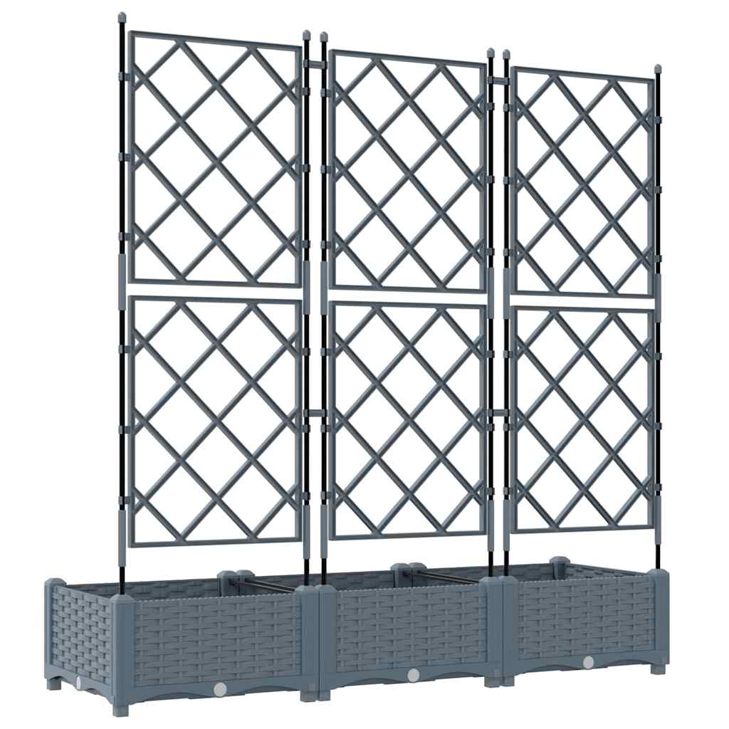 Jardineira com Treliça 3 pcs Cinzento-claro 120 x 40 x 125.5 cm