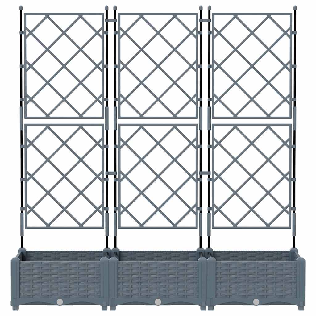 Jardineira com Treliça 3 pcs Cinzento-claro 120 x 40 x 125.5 cm