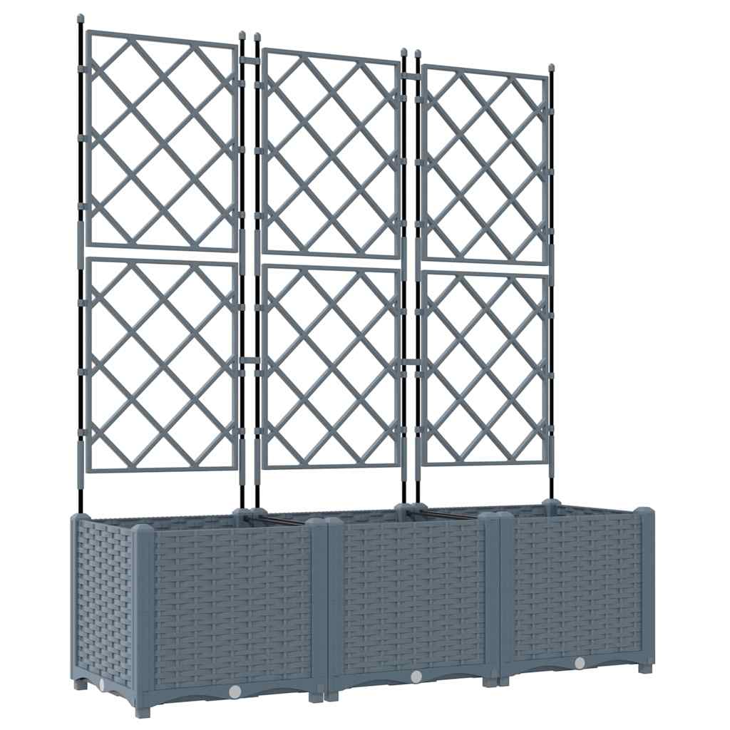 Jardineira com Treliça 3 pcs Cinzento-claro 120 x 40 x 143 cm