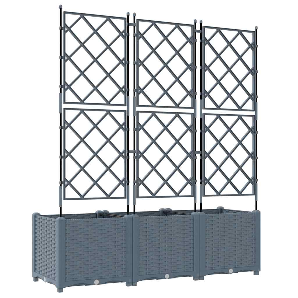 Jardineira com Treliça 3 pcs Cinzento-claro 120 x 40 x 143 cm