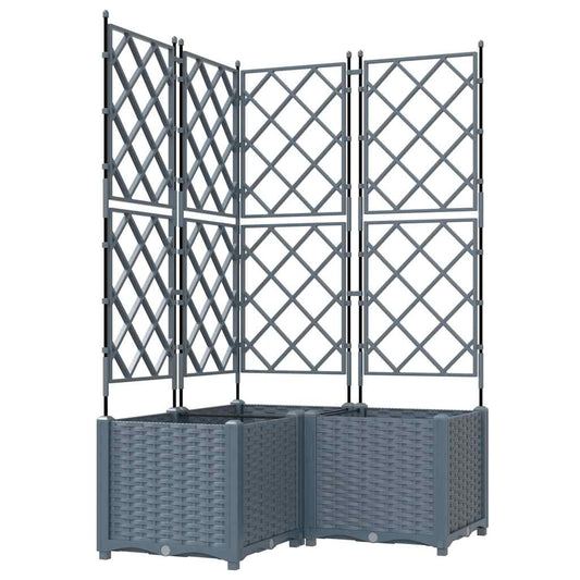 Jardineira com Treliça 3 pcs Cinzento-claro 80 x 80 x 143 cm PP