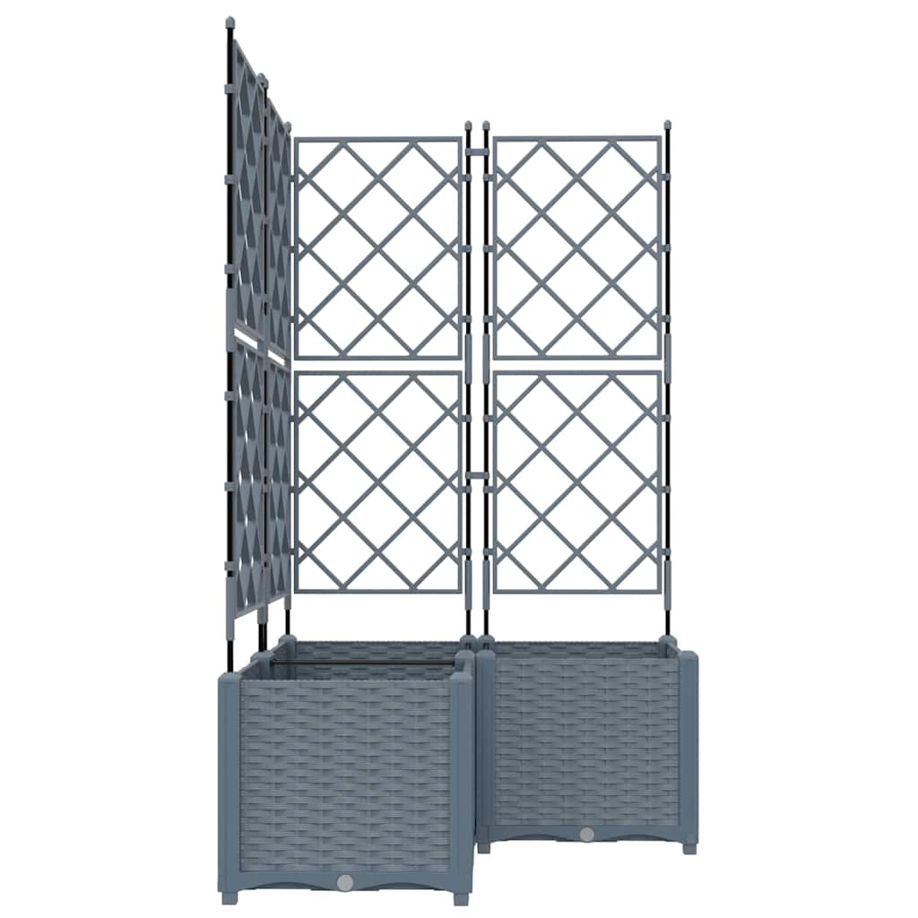 Jardineira com Treliça 3 pcs Cinzento-claro 80 x 80 x 143 cm PP