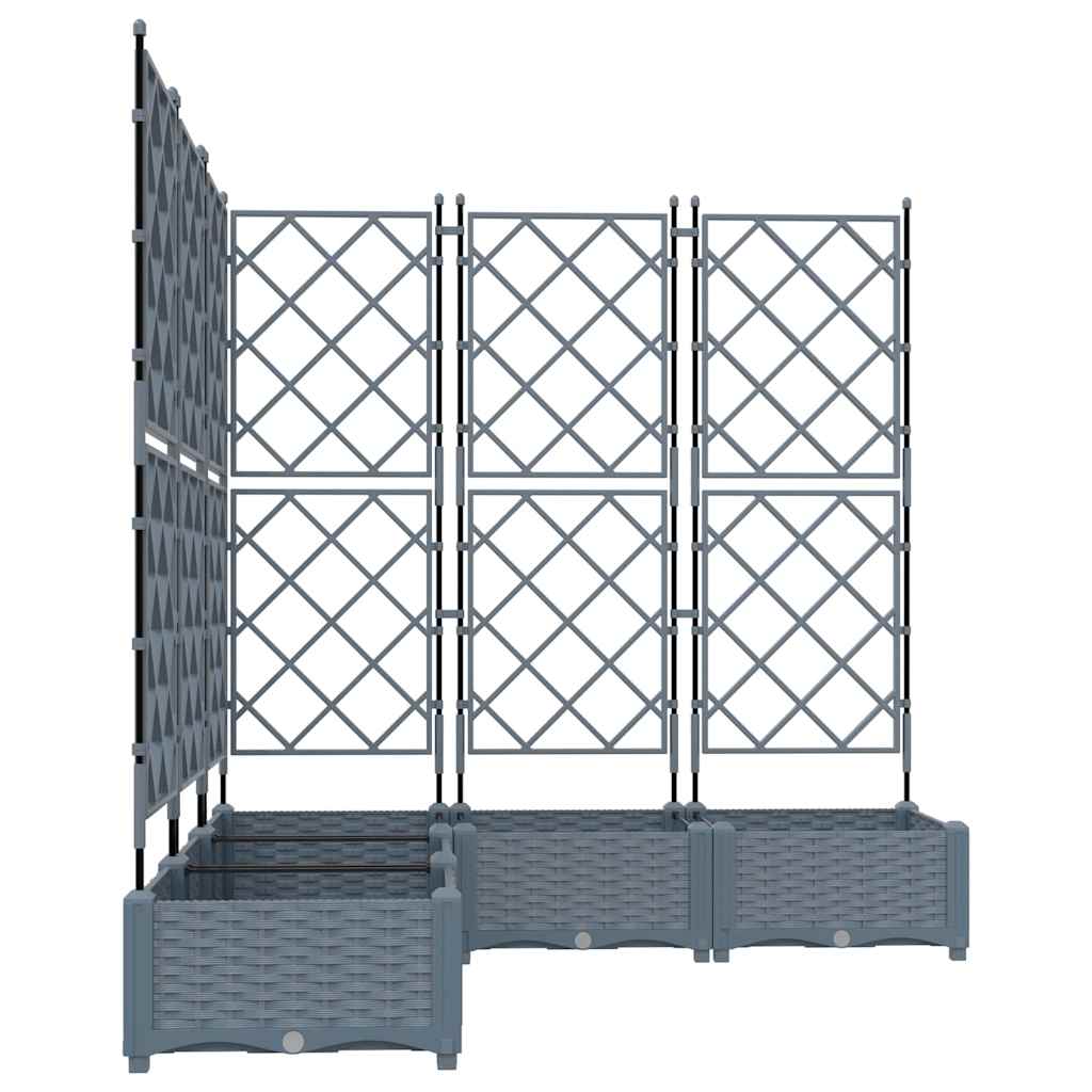 Jardineira com Treliça 5 pcs Cinzento-claro