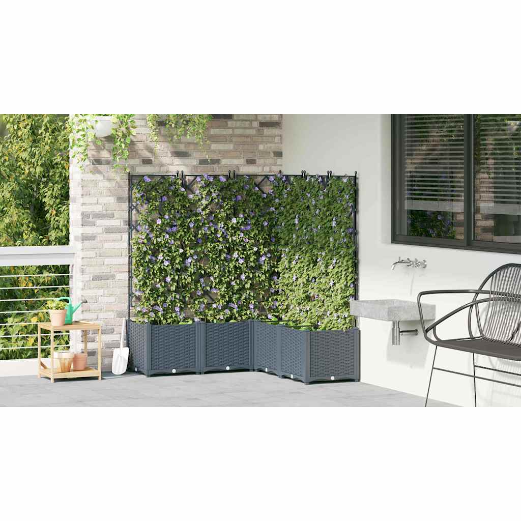 Jardineira com Treliça 5 pcs Cinzento-claro 120 x 120 x 143 cm
