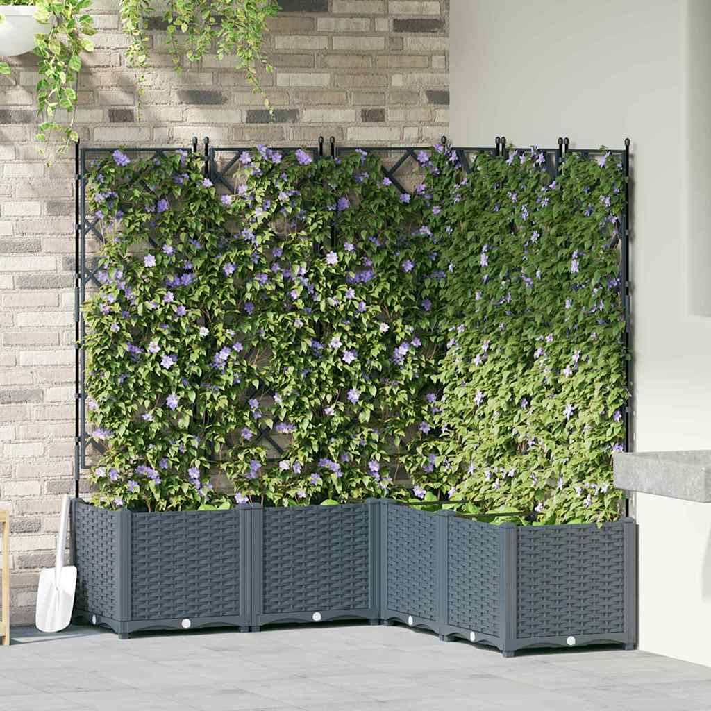 Jardineira com Treliça 5 pcs Cinzento-claro 120 x 120 x 143 cm