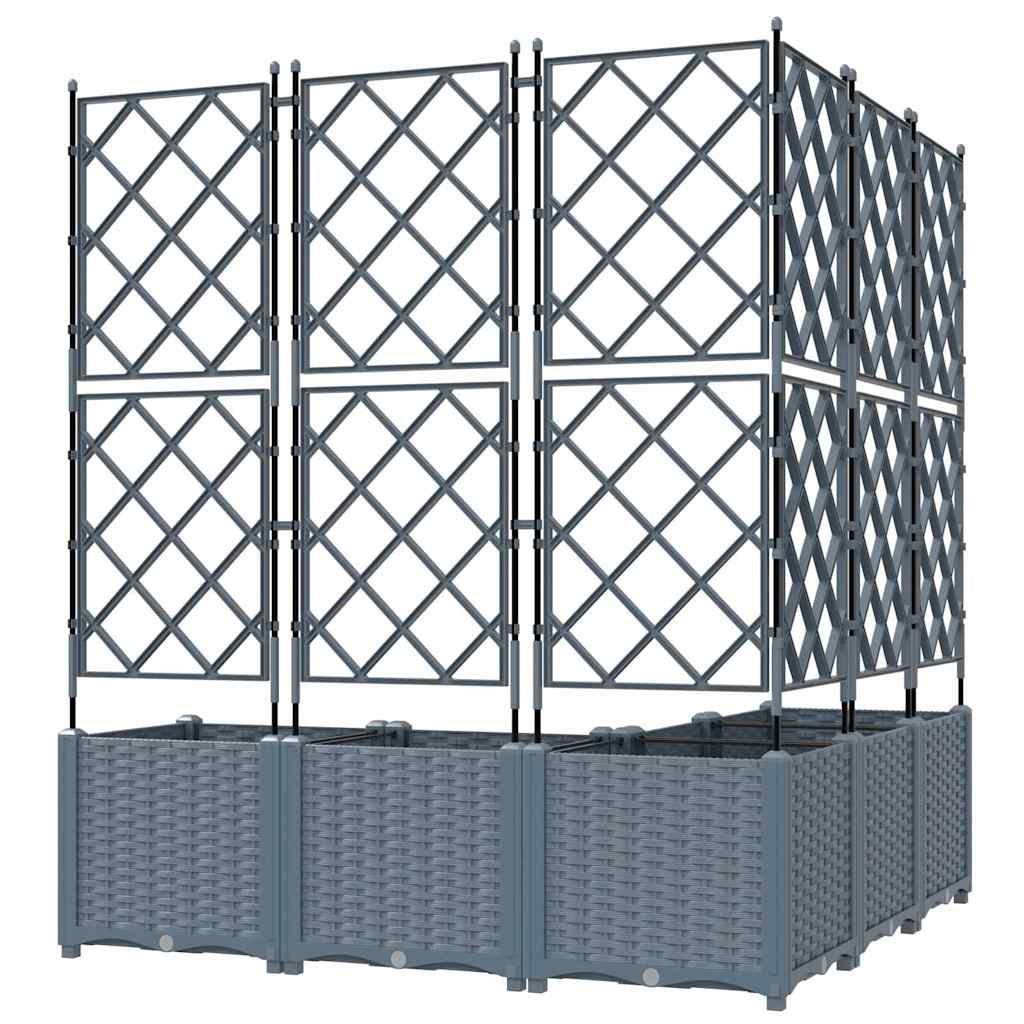 Jardineira com Treliça 5 pcs Cinzento-claro 120 x 120 x 143 cm