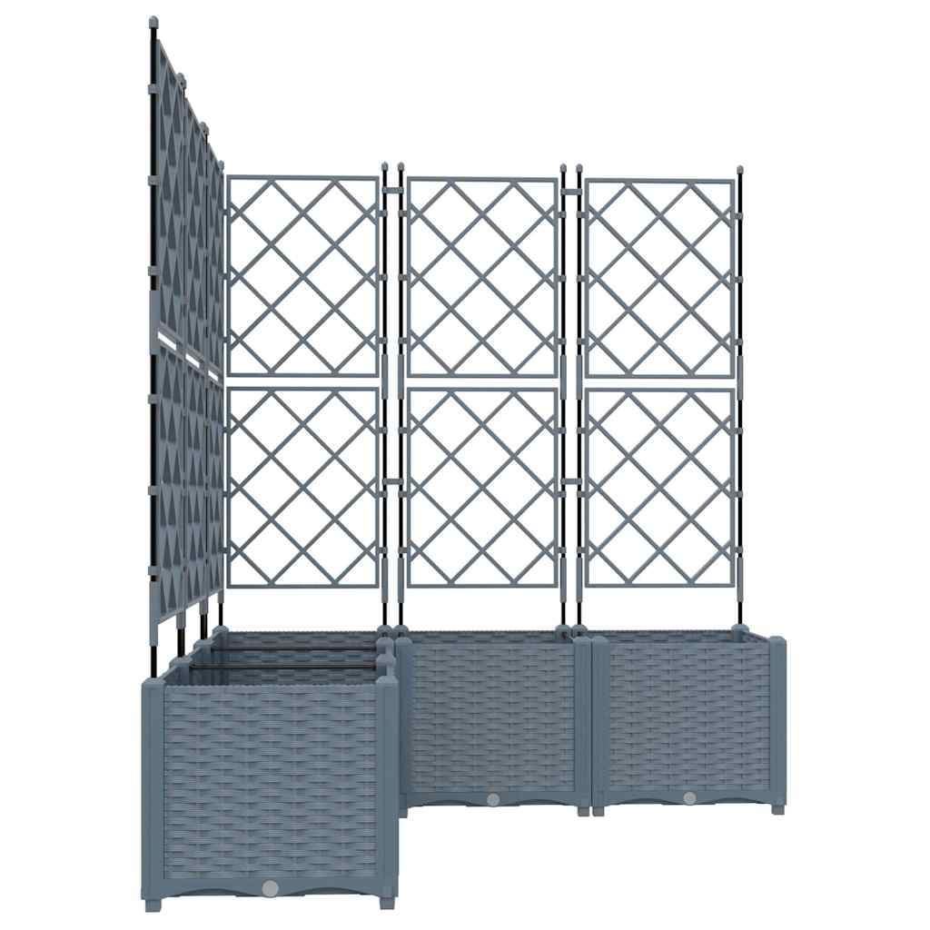 Jardineira com Treliça 5 pcs Cinzento-claro 120 x 120 x 143 cm