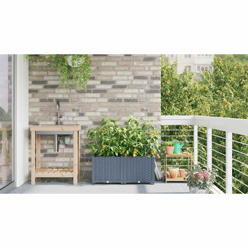 Vasos de Jardim Cinzento-claro 80 x 40 x 37.5 cm Aço