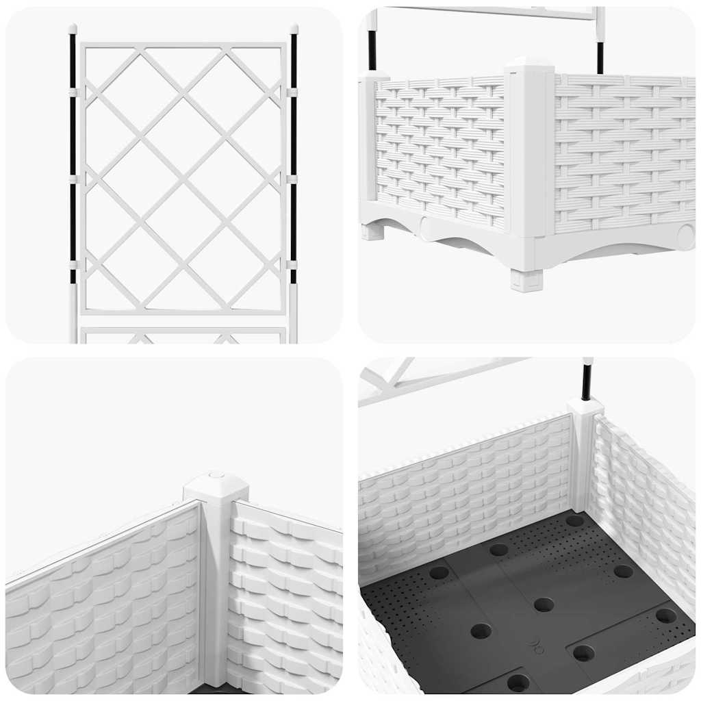 Jardineira com Treliça Branco 40 x 40 x 125.5 cm PP