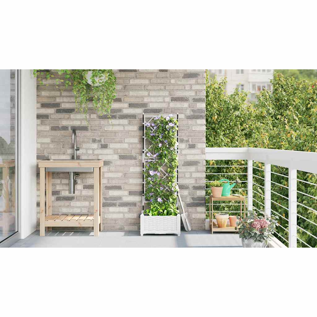 Jardineira com Treliça Branco 40 x 40 x 125.5 cm PP