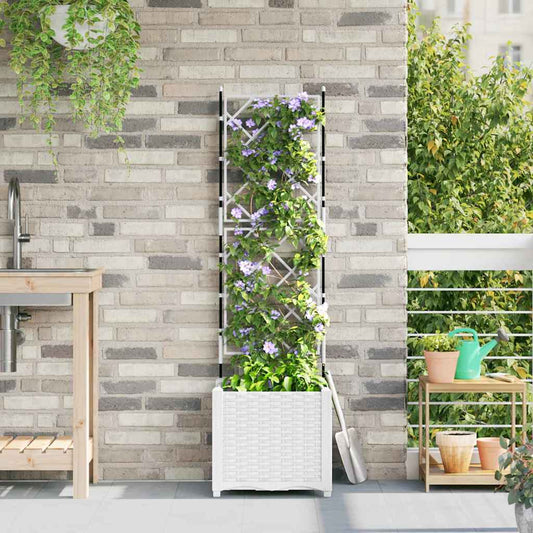 Jardineira com Treliça Branco 40 x 40 x 143 cm PP