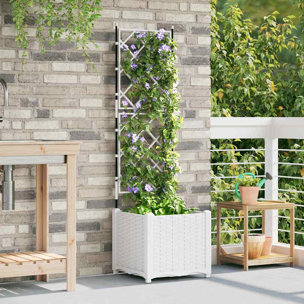 Jardineira com Treliça Branco 40 x 40 x 143 cm PP