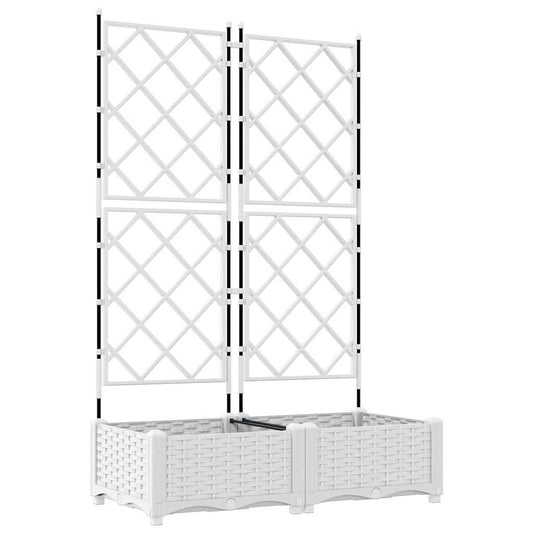 Jardineira com Treliça 2 pcs Branco 80 x 40 x 125.5 cm PP