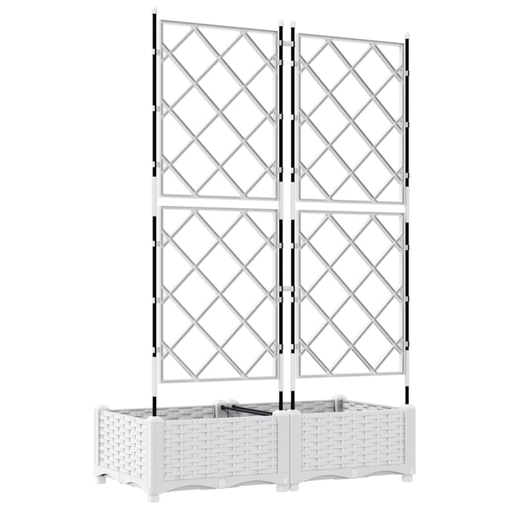 Jardineira com Treliça 2 pcs Branco 80 x 40 x 125.5 cm PP