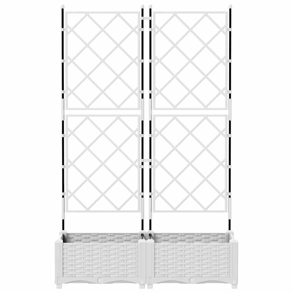 Jardineira com Treliça 2 pcs Branco 80 x 40 x 125.5 cm PP