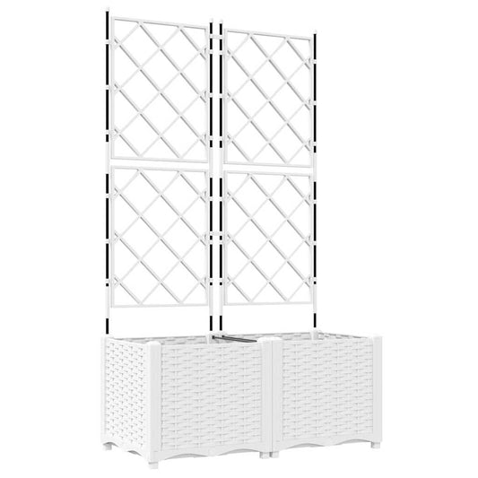 Jardineira com Treliça 2 pcs Branco 80 x 40 x 143 cm PP