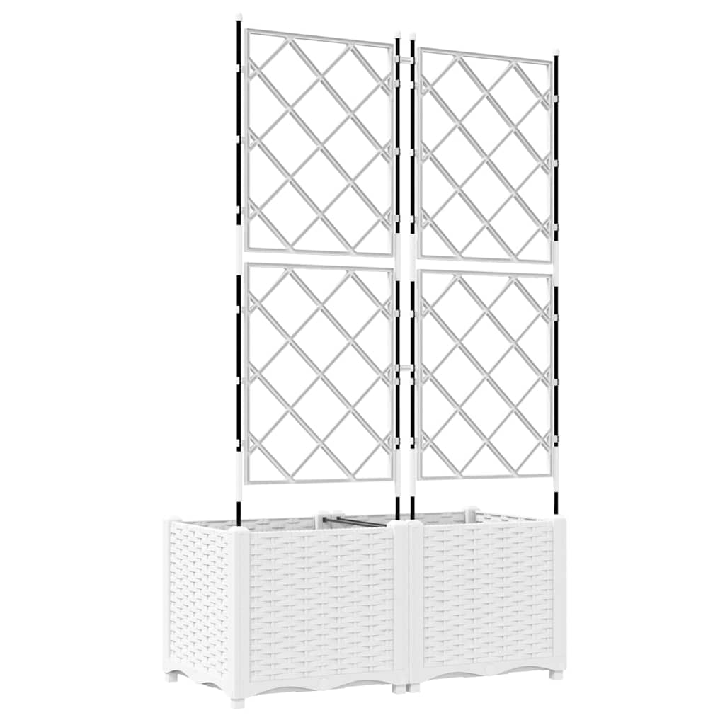 Jardineira com Treliça 2 pcs Branco 80 x 40 x 143 cm PP