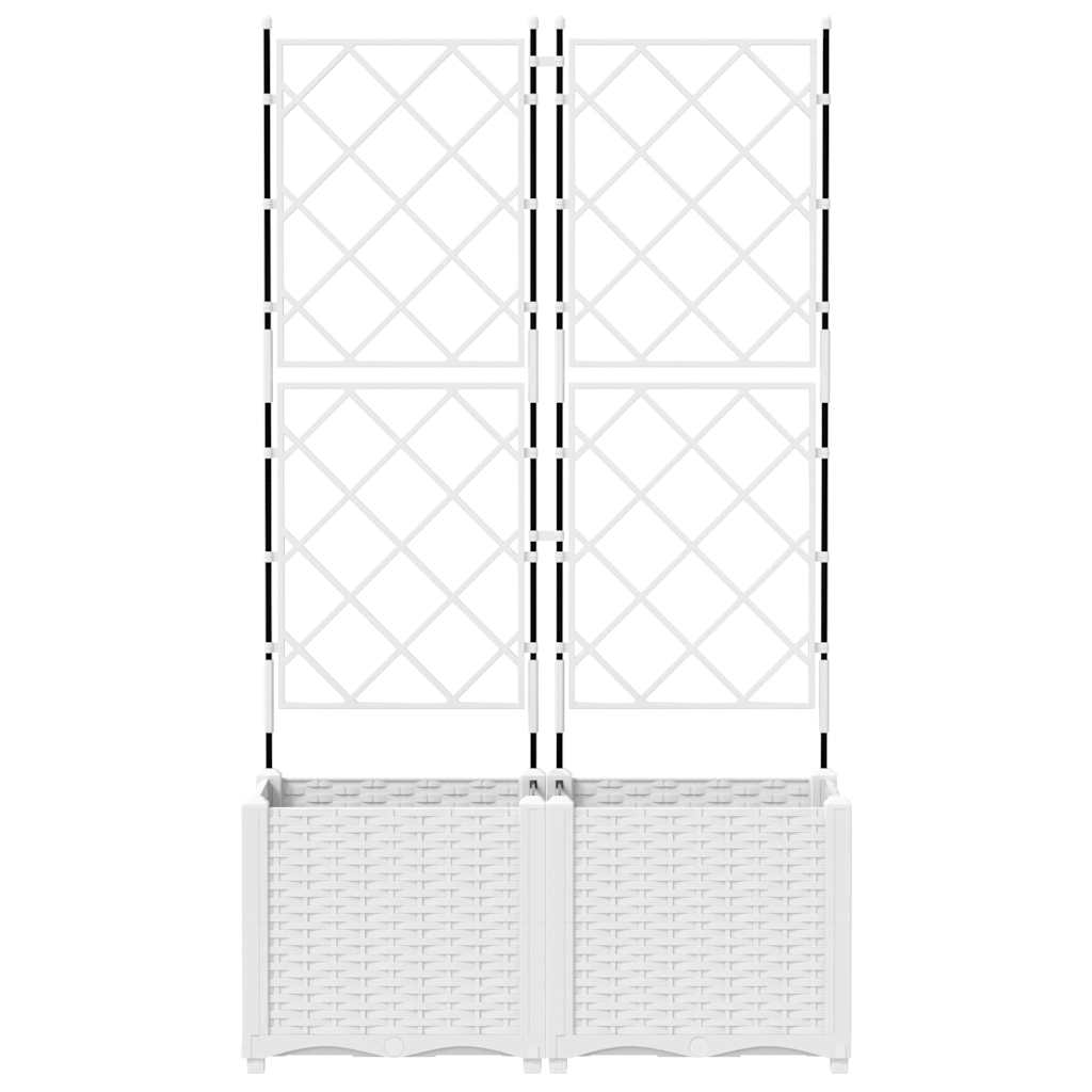 Jardineira com Treliça 2 pcs Branco 80 x 40 x 143 cm PP