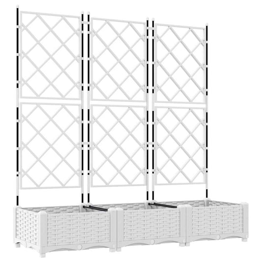 Jardineira com Treliça 3 pcs Branco 120 x 40 x 125.5 cm PP