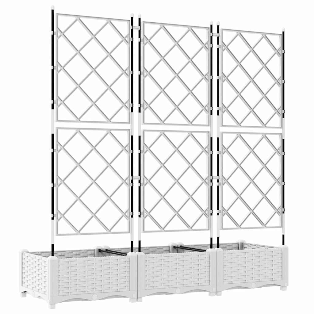 Jardineira com Treliça 3 pcs Branco 120 x 40 x 125.5 cm PP