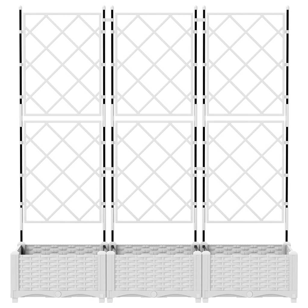 Jardineira com Treliça 3 pcs Branco 120 x 40 x 125.5 cm PP