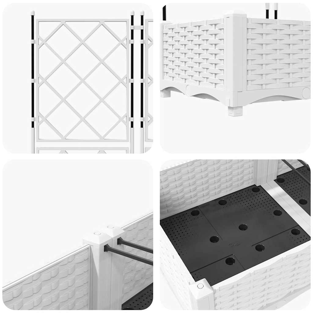 Jardineira com Treliça 5 pcs Branco 120 x 120 x 125.5 cm PP