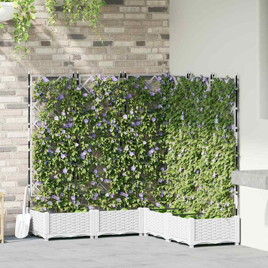 Jardineira com Treliça 5 pcs Branco 120 x 120 x 125.5 cm PP