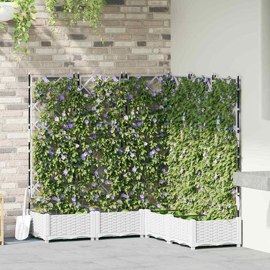 Jardineira com Treliça 5 pcs Branco 120 x 120 x 125.5 cm PP