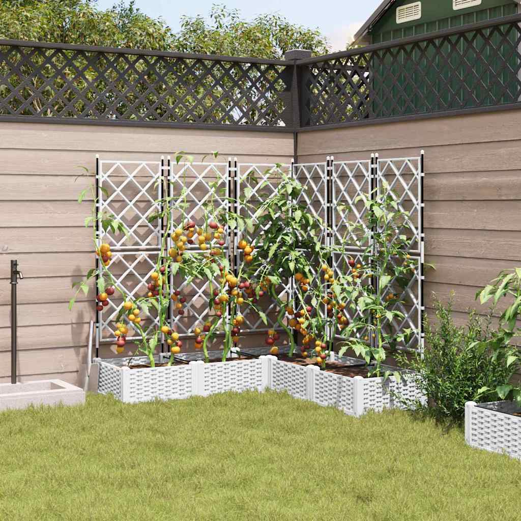 Jardineira com Treliça 5 pcs Branco 120 x 120 x 125.5 cm PP