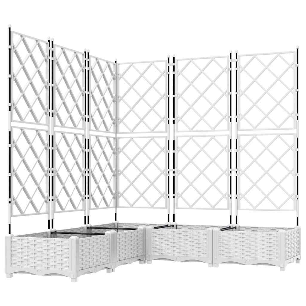 Jardineira com Treliça 5 pcs Branco 120 x 120 x 125.5 cm PP