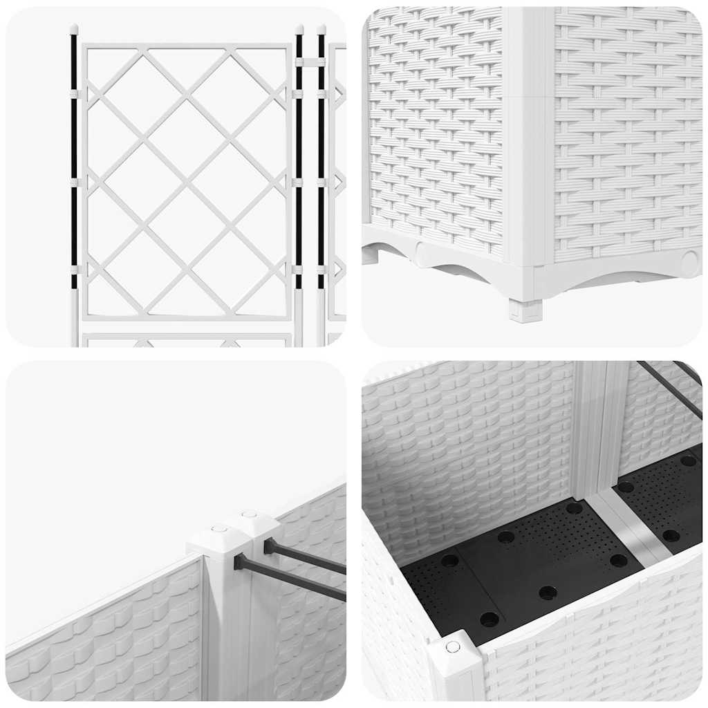 Jardineira com Treliça 5 pcs Branco 120 x 120 x 143 cm PP