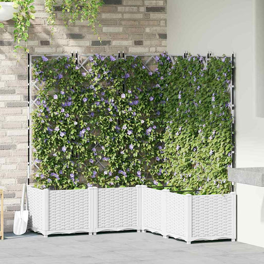 Jardineira com Treliça 5 pcs Branco 120 x 120 x 143 cm PP