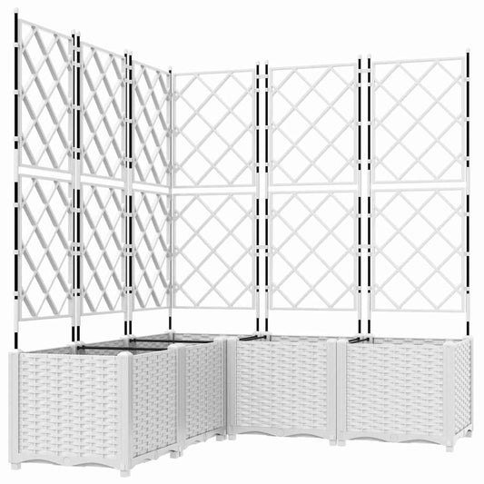 Jardineira com Treliça 5 pcs Branco 120 x 120 x 143 cm PP