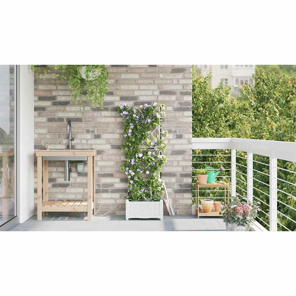 Vasos de Jardim Branco 40 x 40 x 126 cm Aço
