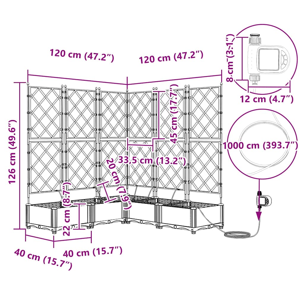 Vasos de Jardim Branco 120 x 120 x 126 cm Aço