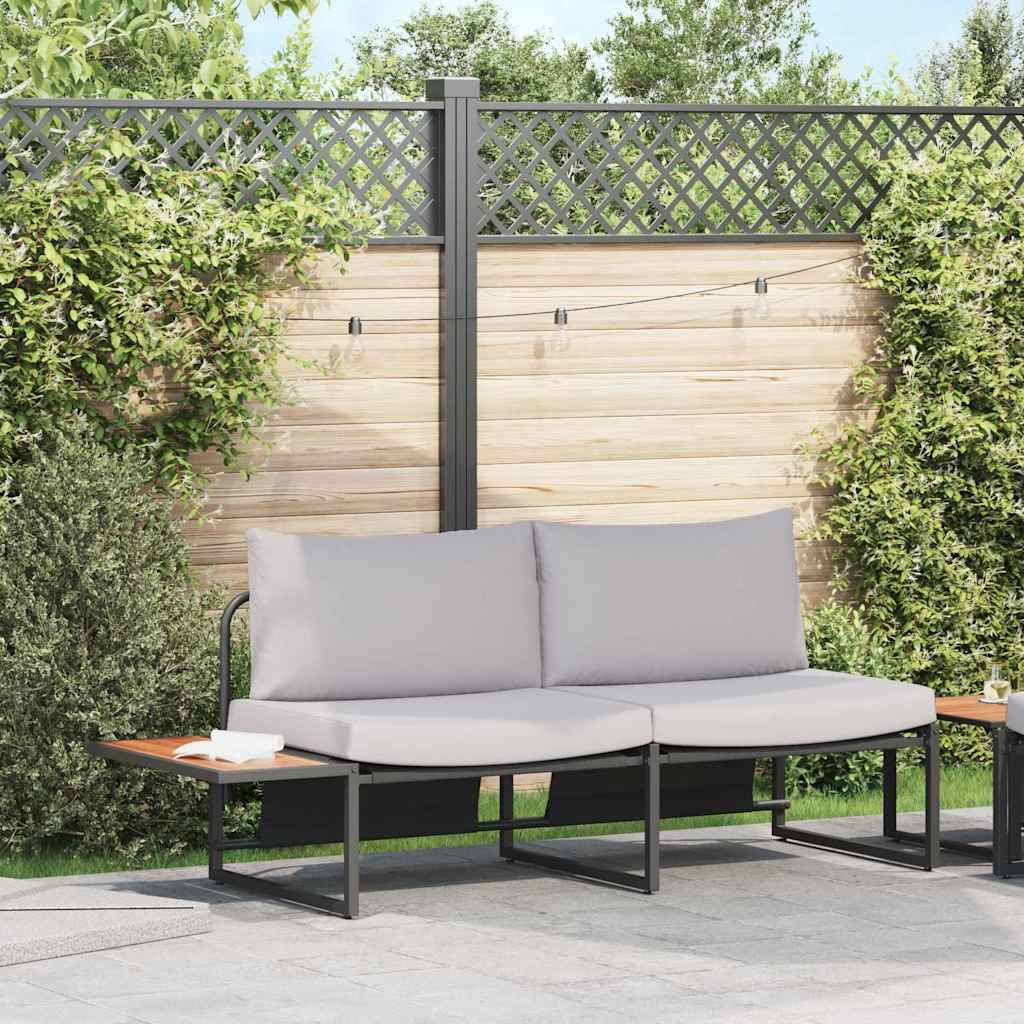 Sofá de jardim com almofada Castanho 200.5 x 70 x 85.5cm Metal