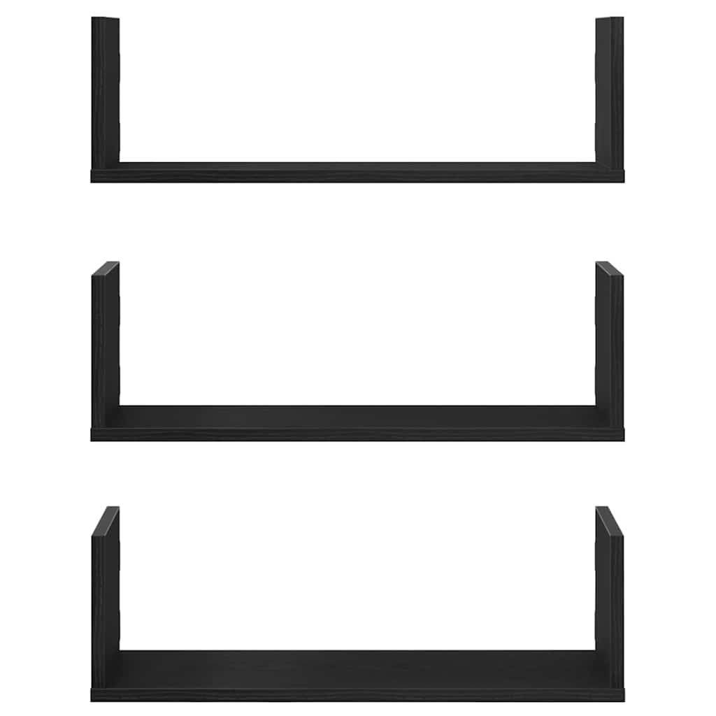 Prateleiras de parede 3 pcs deriv. de madeira carvalho preto